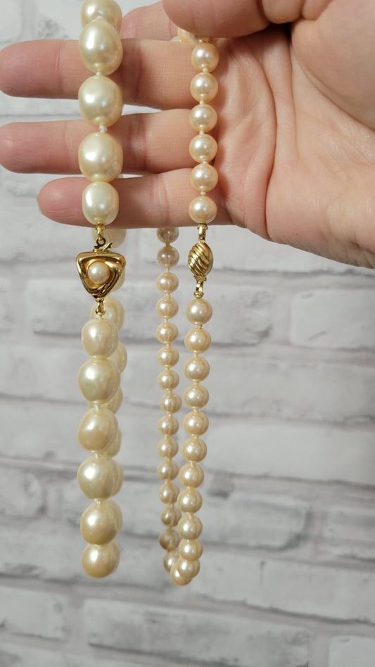 Short faux pearl choker necklaces -- 14 inches -- Liz Claiborne & Marvella