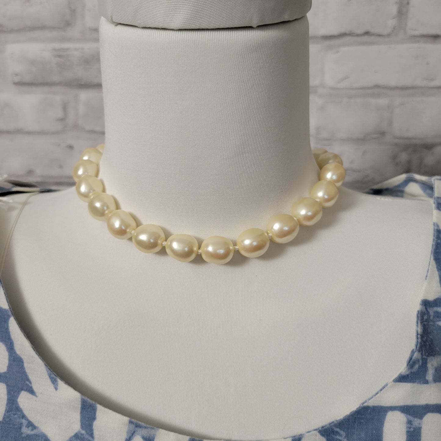 Short faux pearl choker necklaces -- 14 inches -- Liz Claiborne & Marvella