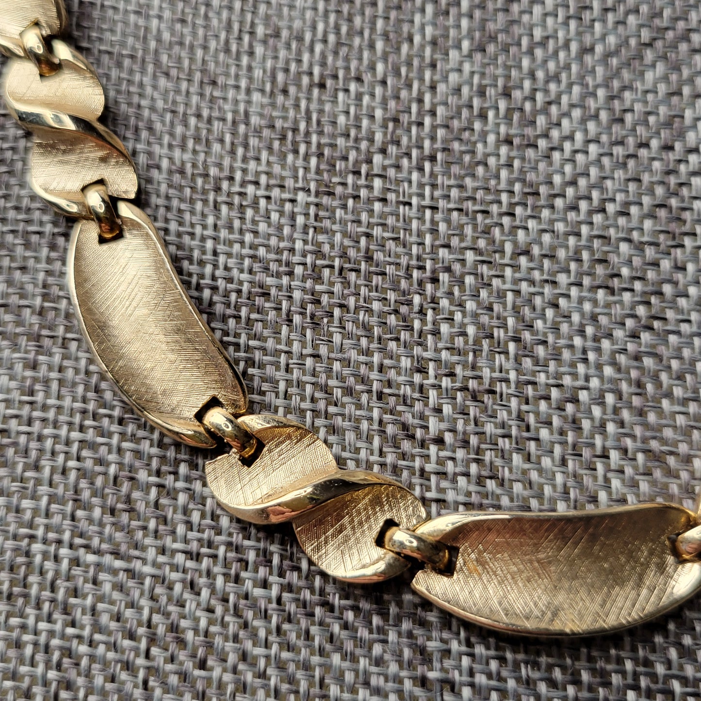 Trifari brushed gold-tone collar necklace, vintage 1980s, 16 inches