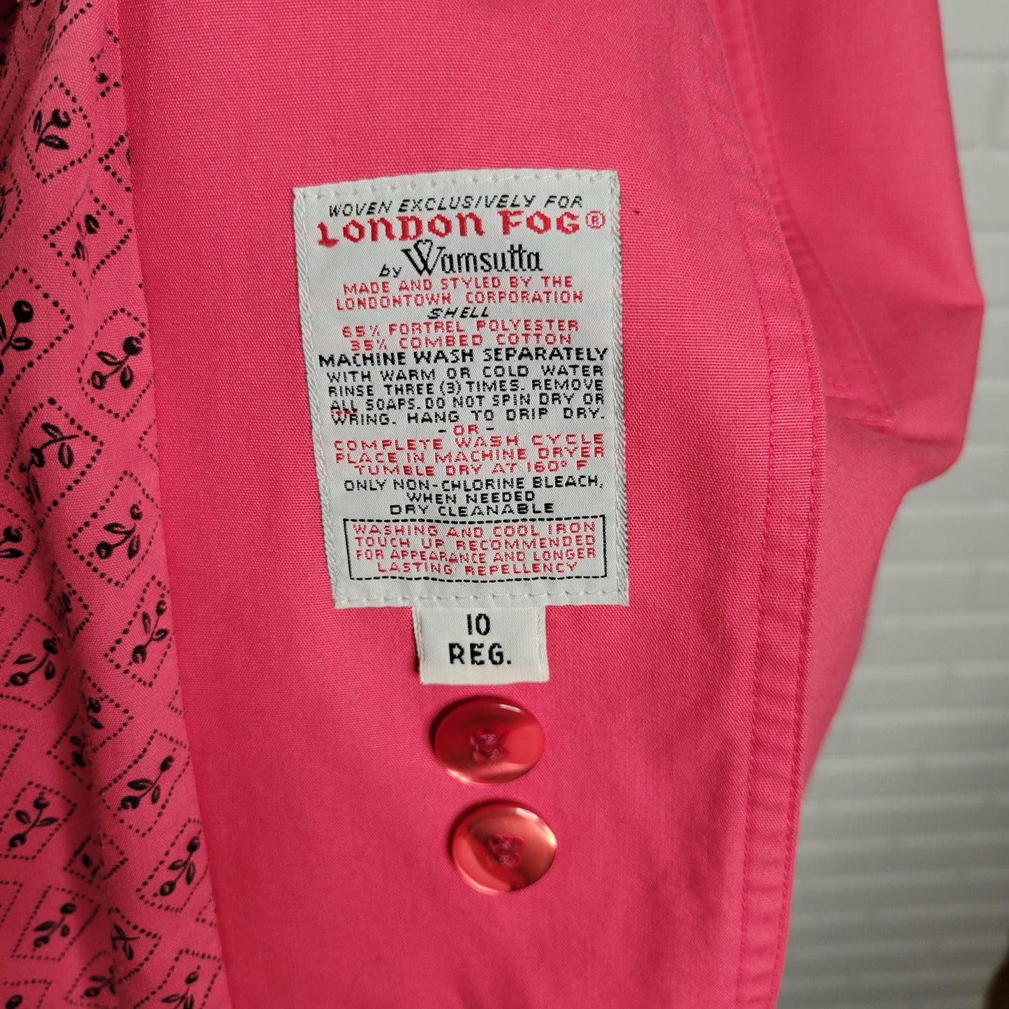 1970s bright pink London Fog long trench coat size 10 cottagecore