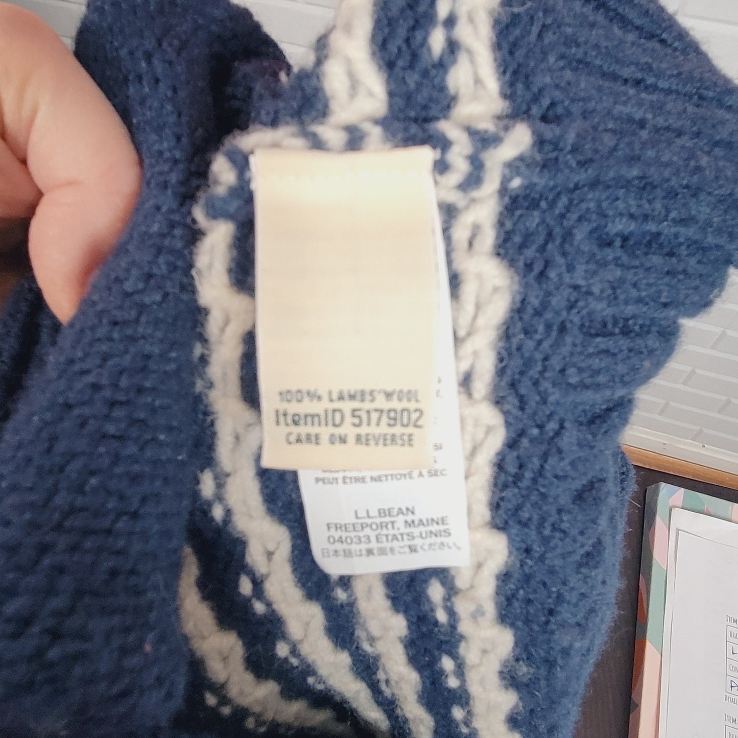 L.L. Bean womans navy blue shawl neck cardigan lambswool size M/L cottagecore academia