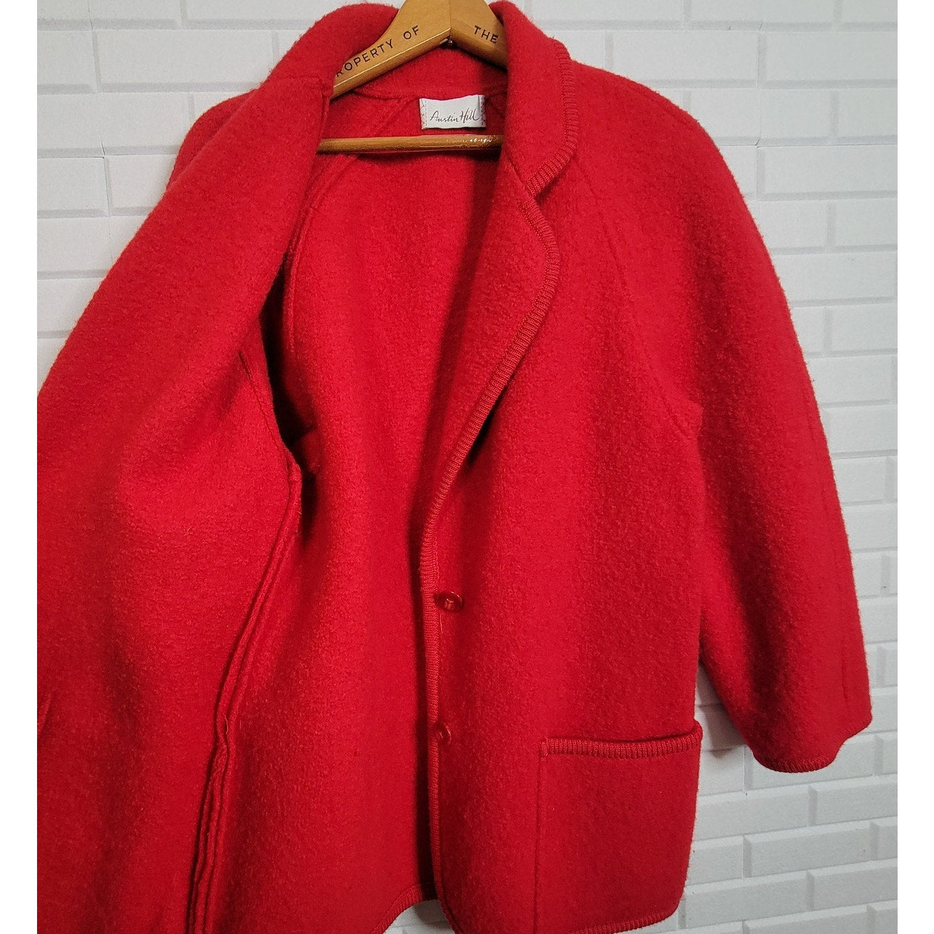 Austin Hill red boiled wool tailored jacket size M/L Vintage 1980s equestrian