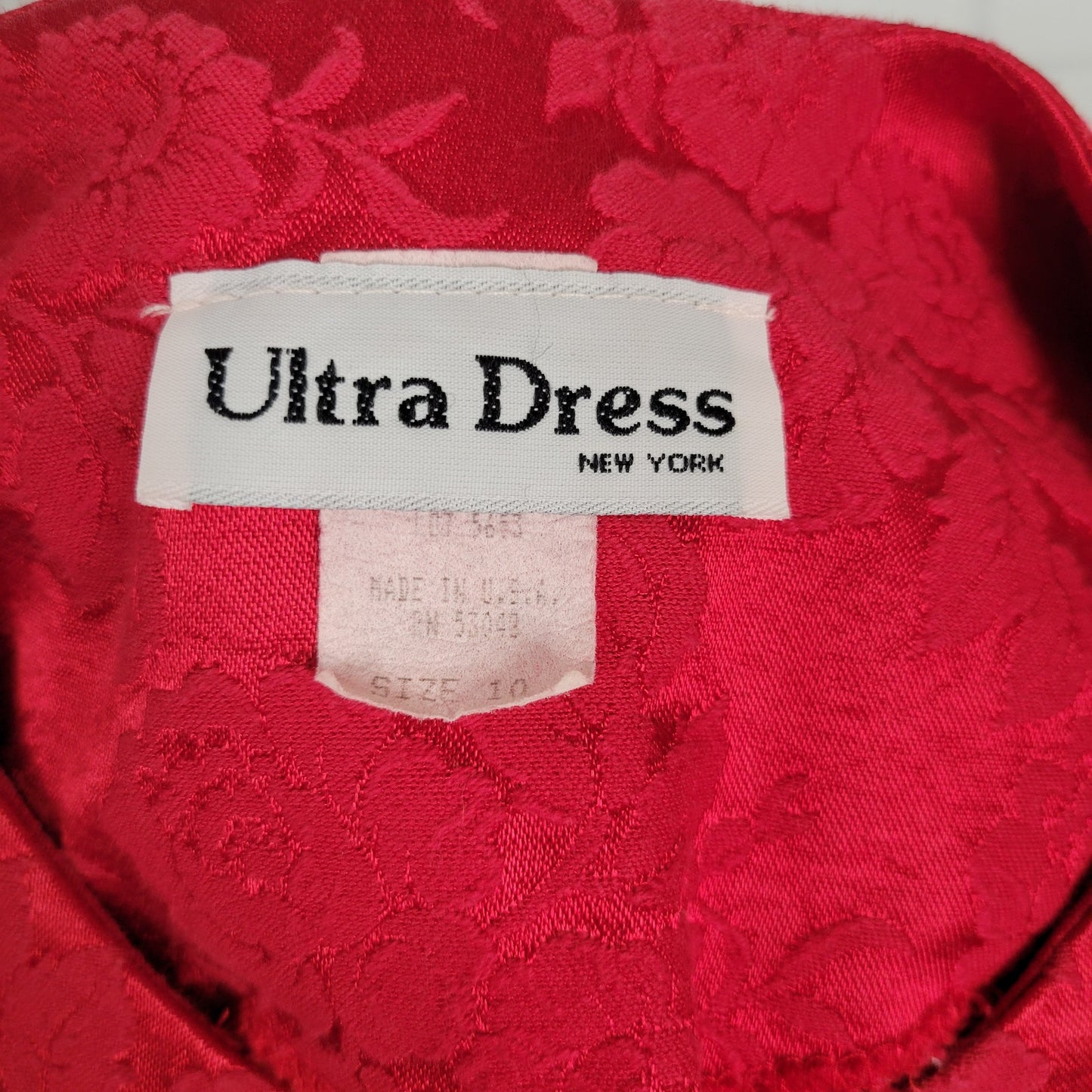 80s vintage peplum skirt set lipstick red rose damask Ultra Dress size 10