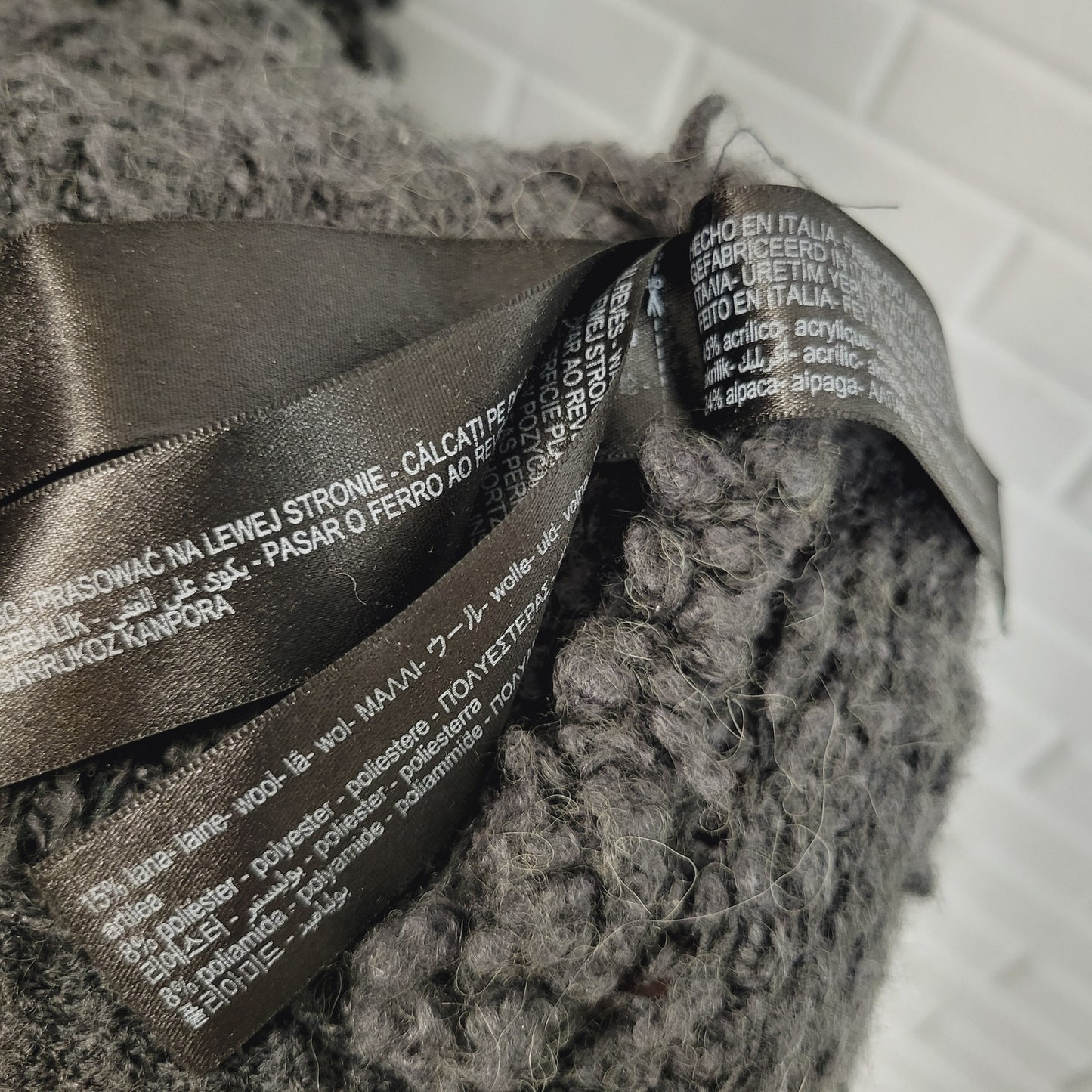 Massimo Dutti size M wool alpaca boucle cardigan sweater charcoal gray minimalist