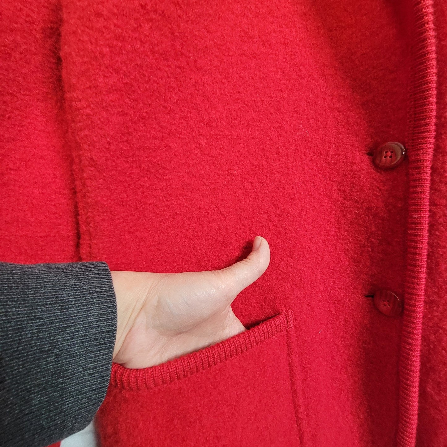 Austin Hill red boiled wool tailored jacket size M/L Vintage 1980s equestrian