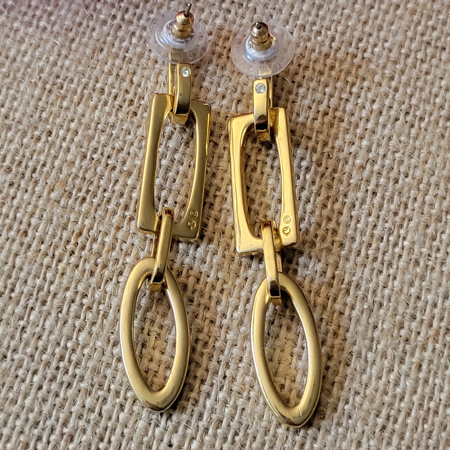 Swarovski pierced earrings geometric crystal dangles 1990s swan mark