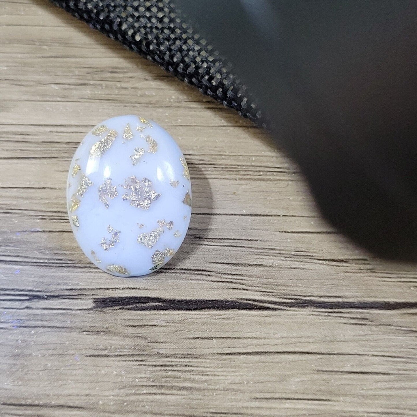 Vintage 1960s clip-on earrings gold flake confetti lucite ovals