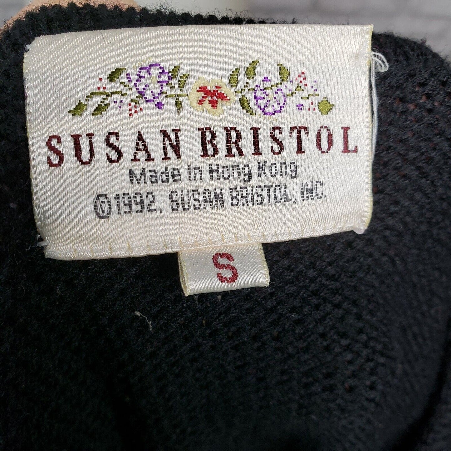 Susan Bristol cardigan sweater equestrian bridle brass size Small vintage 1992