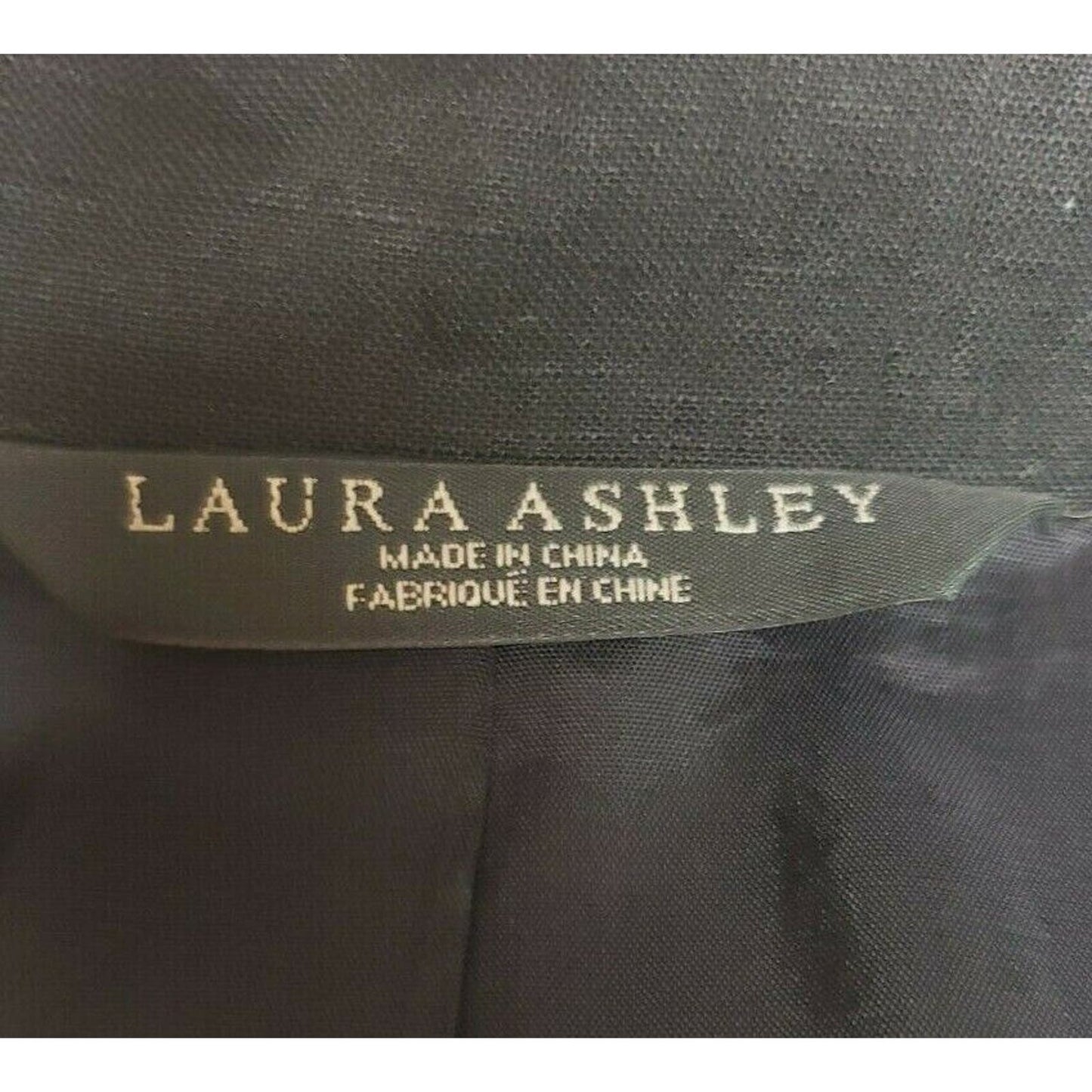 Laura Ashley sz 6 short sleeve jacket and pencil skirt suit set black 100% linen