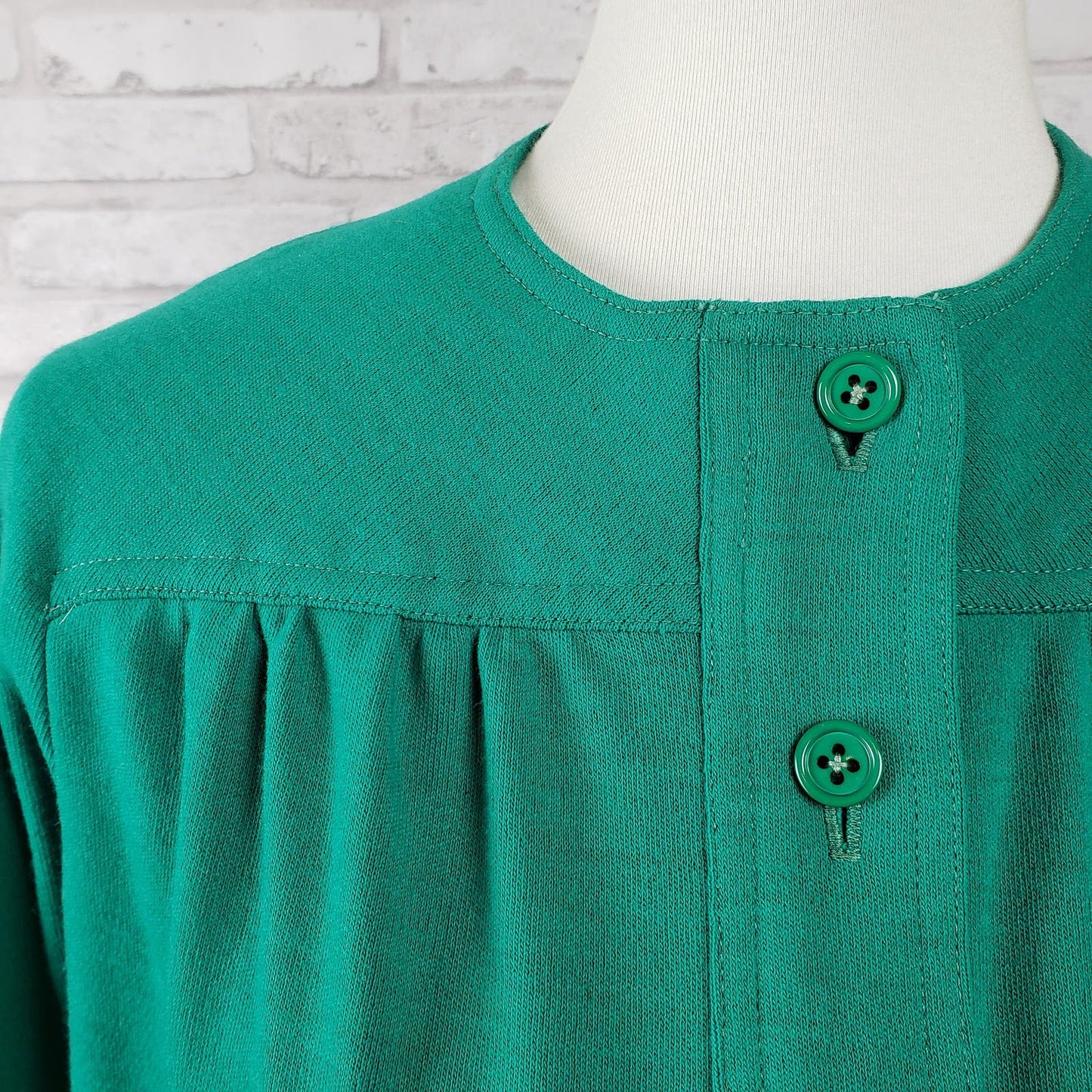 Swing jacket or shacket emerald green wool blend jersey knit, 38-inch bust Joan Leslie for Kasper 1970s