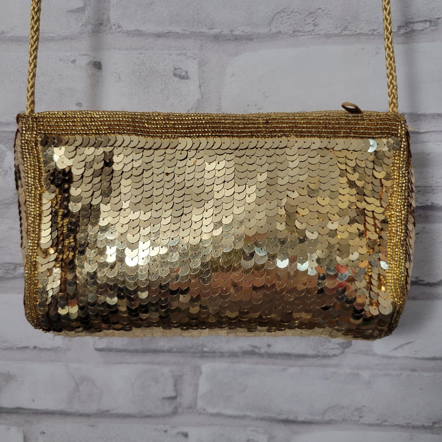 2 1980s evening bags beaded sequined black and gold