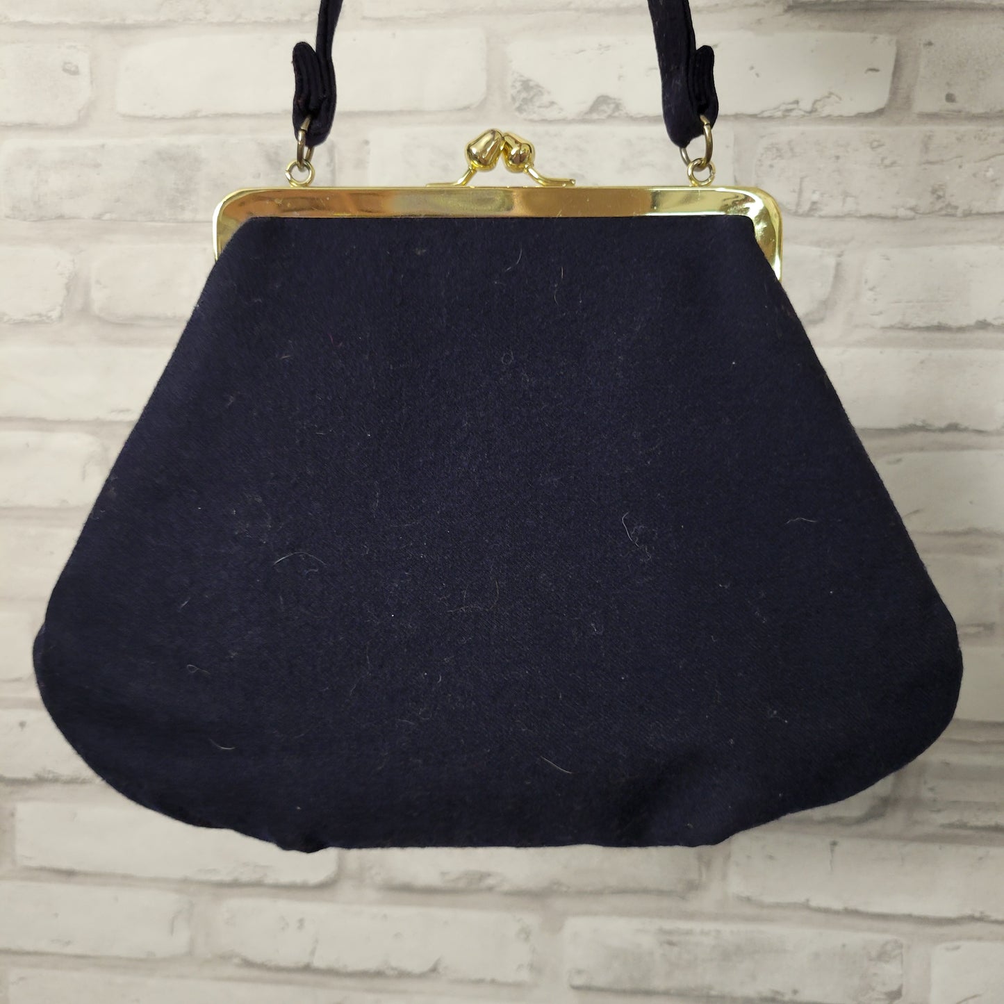 1950s handbag bundle -- Navy blue leather by Etra and  wool