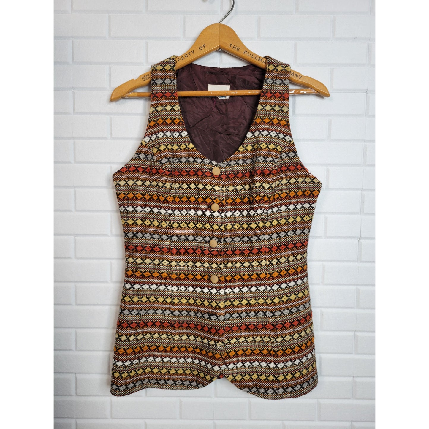 College Town womens vest size M fitted woven fabric boho Western cabincore