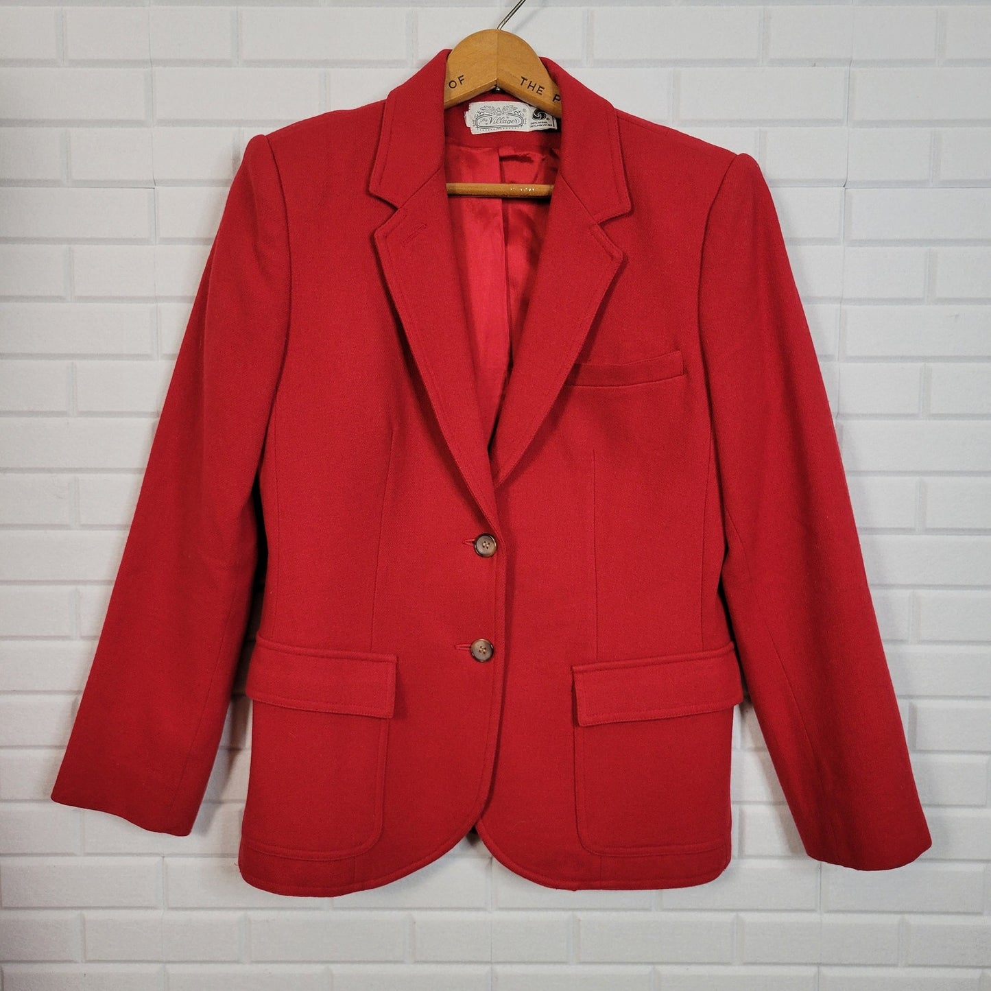 1980s vintage red wool blazer The Villager womans size 8 equestrian jacket heritage