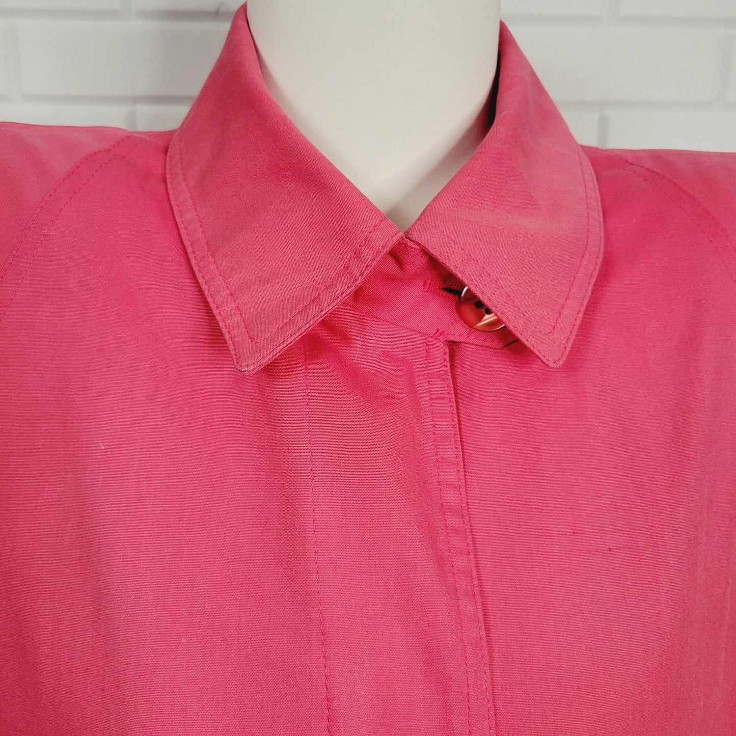 1970s bright pink London Fog long trench coat size 10 cottagecore