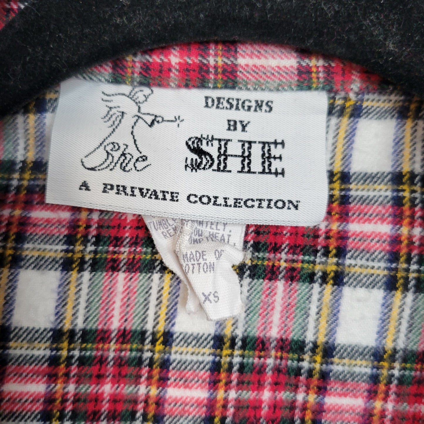 Vintage plaid flannel cropped button up shirt Designs by She oversized XS