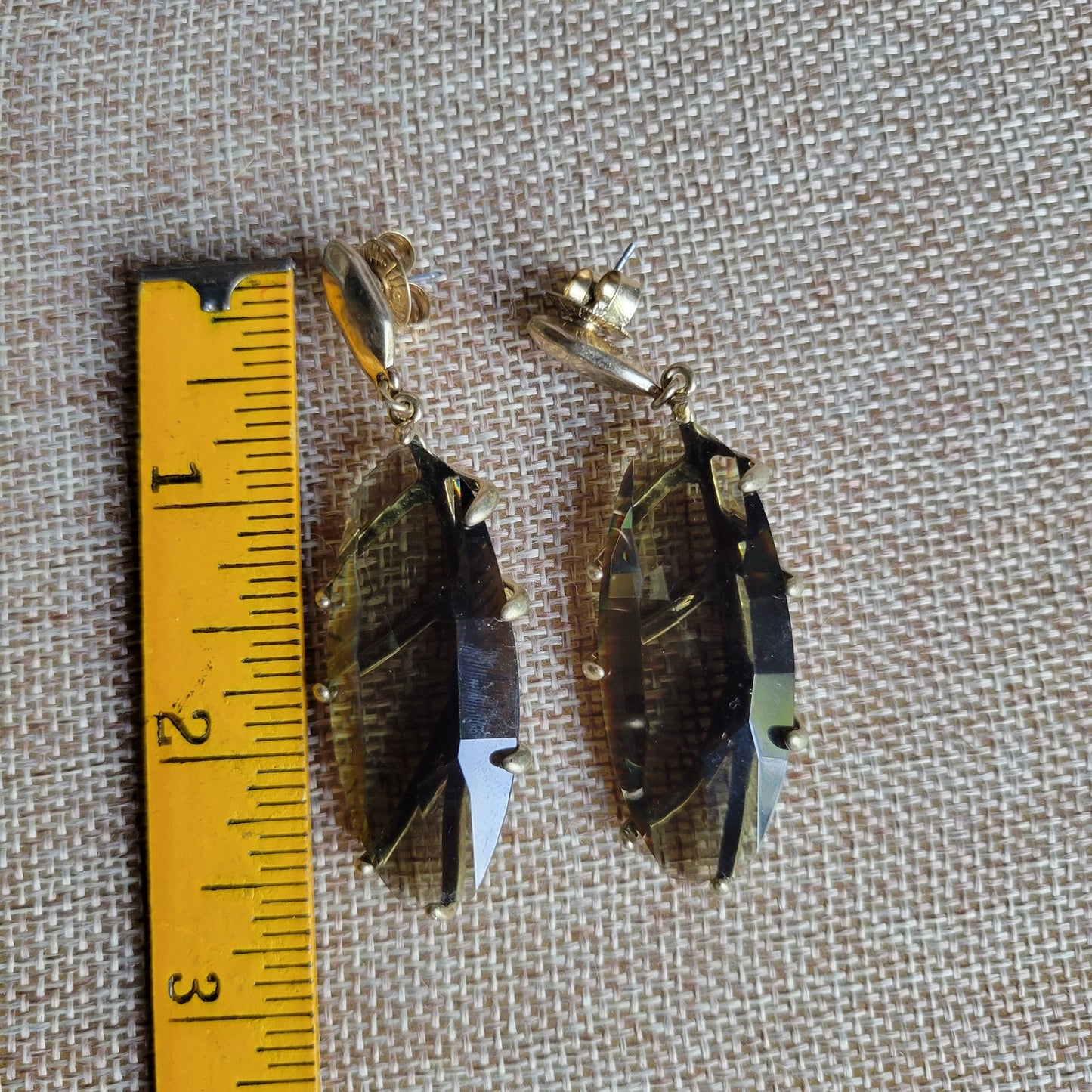 Robert Lee Morris RLM Pierced Earrings Smoky Gray Acrylic Drops Leaf Design