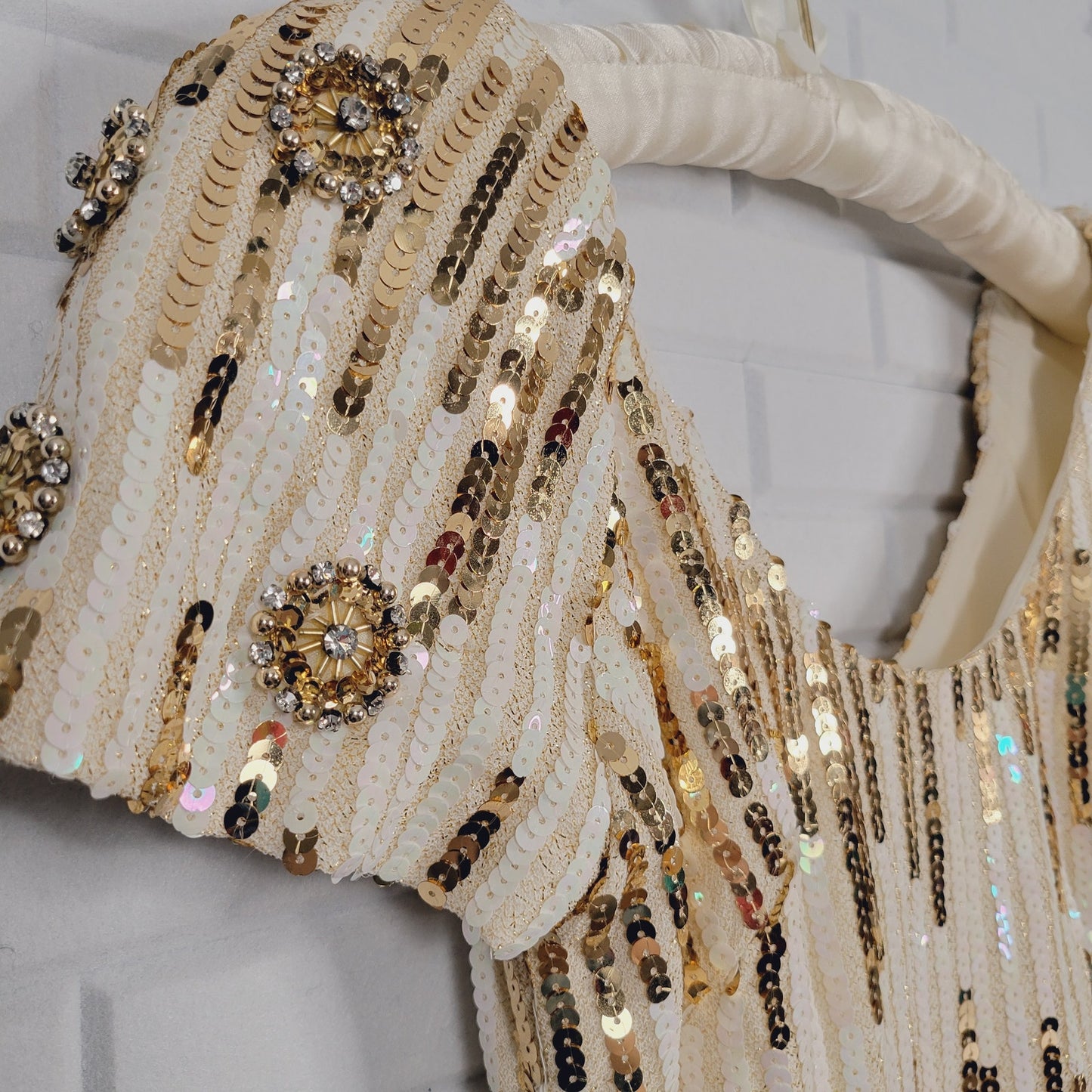 Alyce Designs size 10 cream gold sequin short cocktail party dress mini vintage 1980s