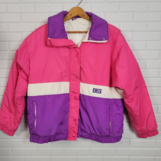 Vintage 1980s CB Sports womens winter jacket hot pink and purple size Med/Lg