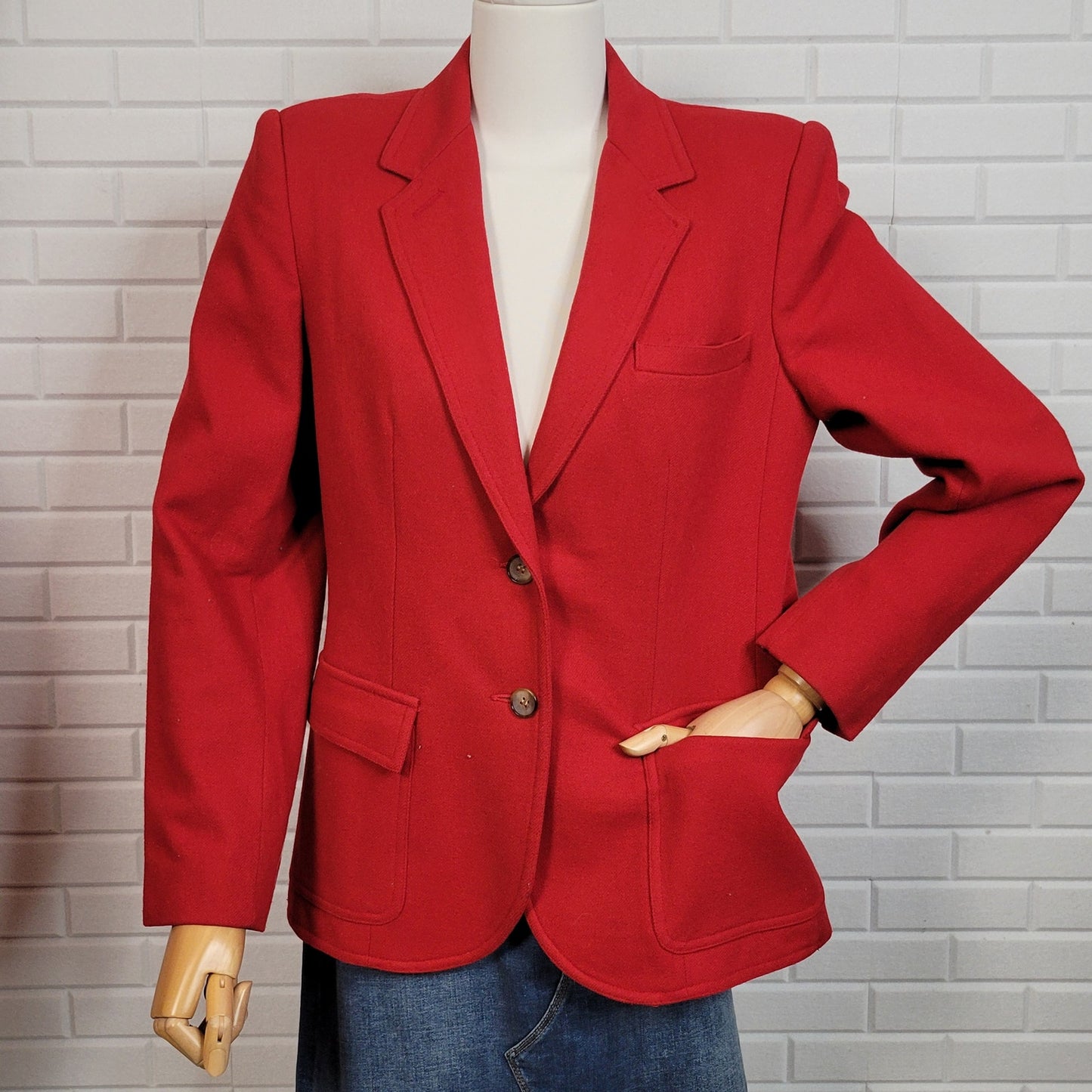 1980s vintage red wool blazer The Villager womans size 8 equestrian jacket heritage