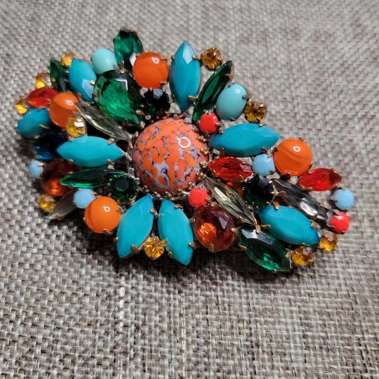 Lilien Czech for Meadham-Kirchhoff runway rhinestone hair clasp barrette aqua orange