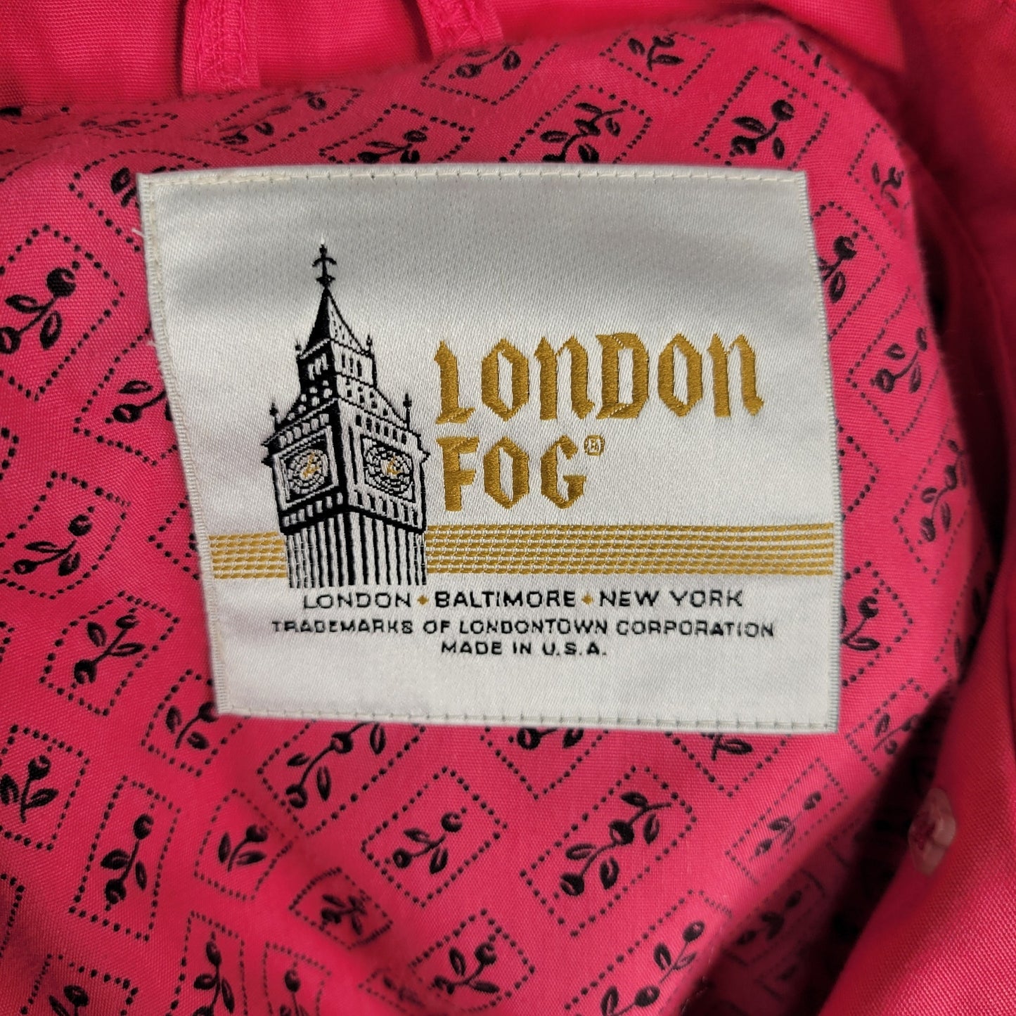 1970s bright pink London Fog long trench coat size 10 cottagecore