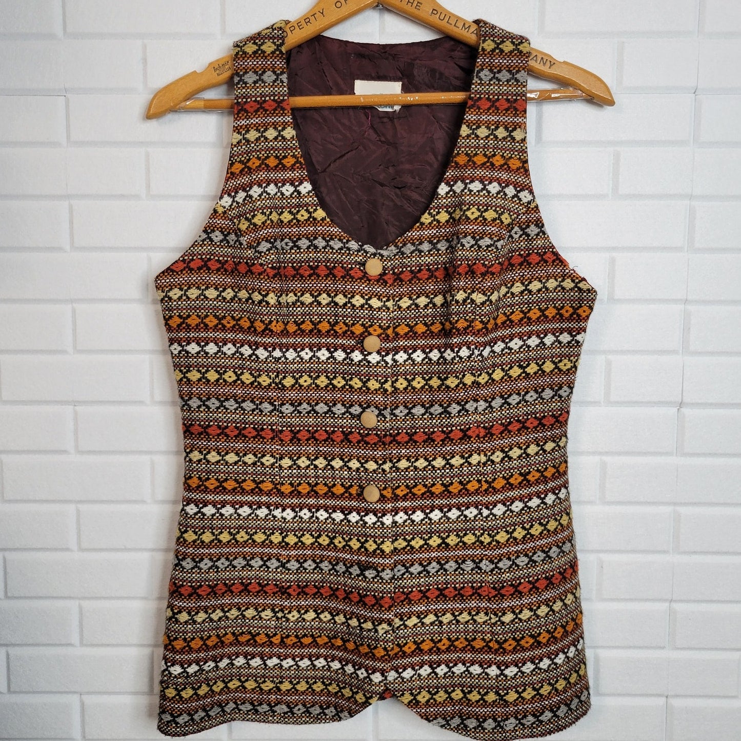 College Town womens vest size M fitted woven fabric boho Western cabincore