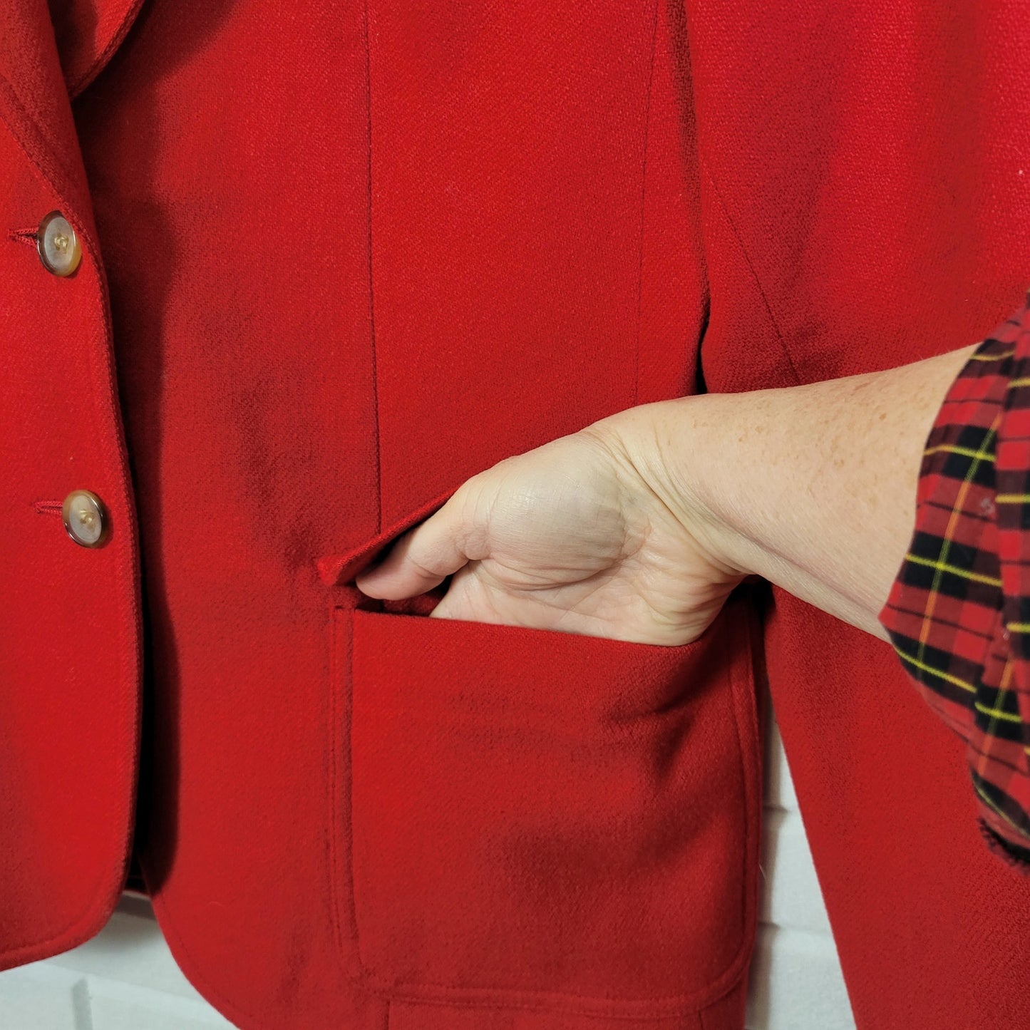 1980s vintage red wool blazer The Villager womans size 8 equestrian jacket heritage