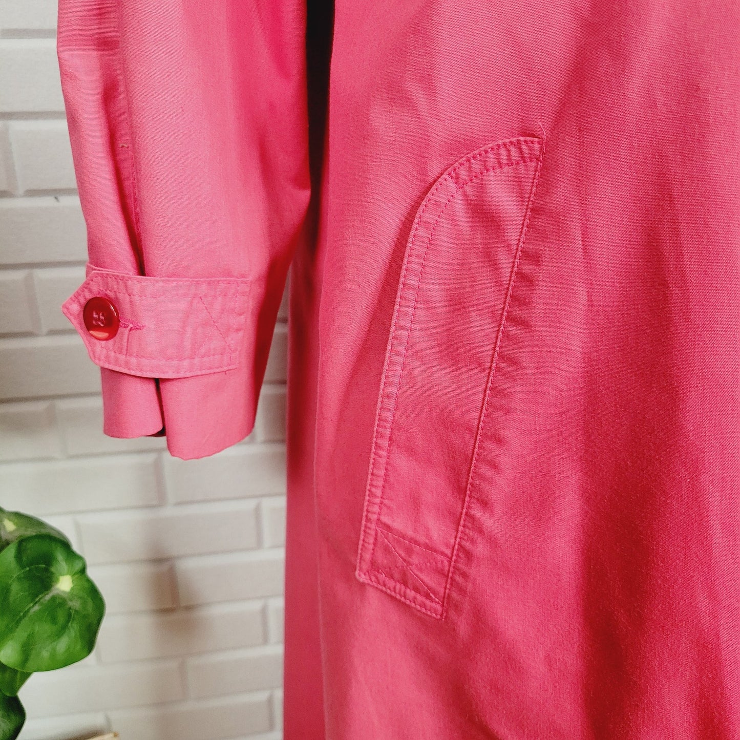 1970s bright pink London Fog long trench coat size 10 cottagecore