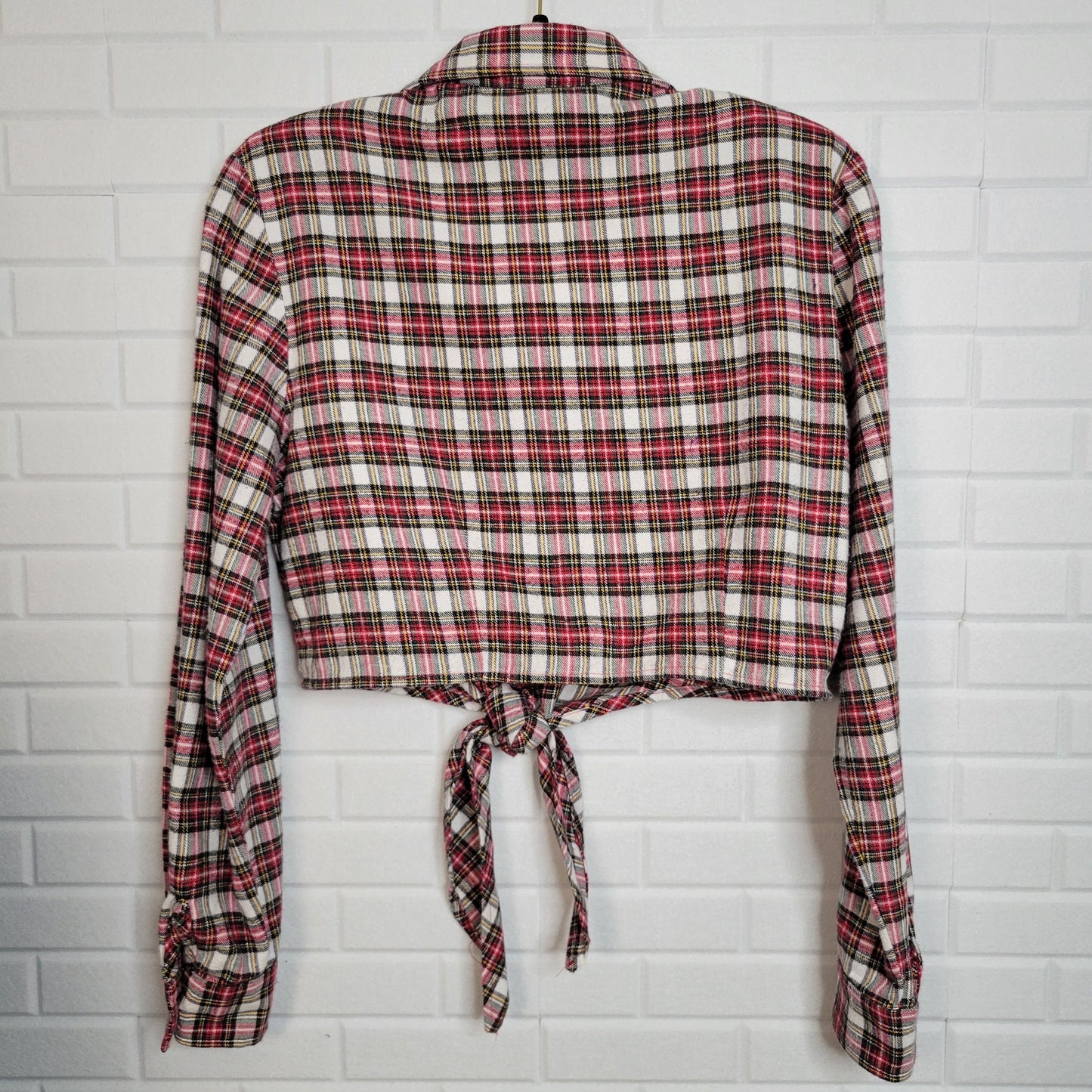 Vintage plaid flannel cropped button up shirt Designs by She oversized XS