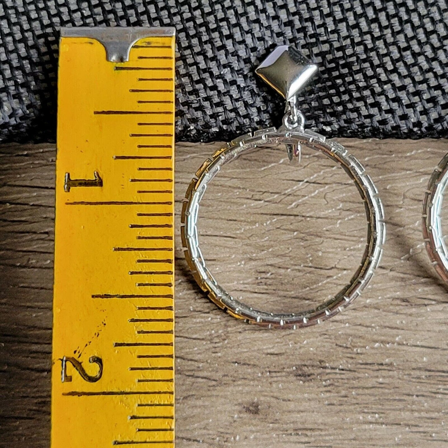 Vintage clip-on earrings mod silver-tone dangle chain front-facing Marilyn hoops